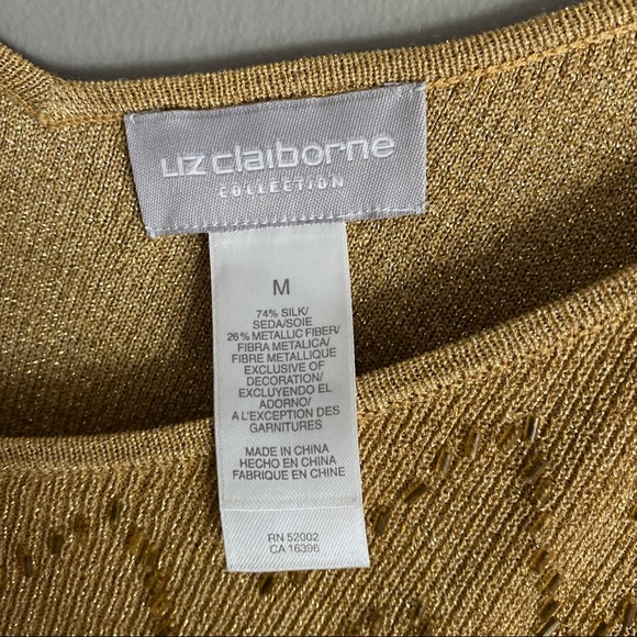 Liz Claiborne Collection Womens Metallic Gold Beaded Silk Tank Top Size Medium - Picture 3 of 5